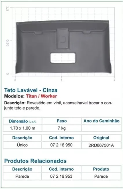 Forro Teto Caminhão Volkswagen (Modelo Original) - Todos - 2RD867501